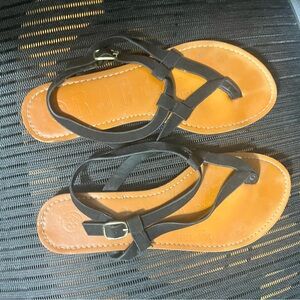 Rogue size 8 1/2 half black buckle up sandals
